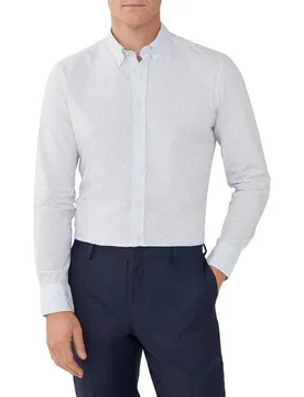 Chemise à Manches Longues Geo Motif Print White / Sky L