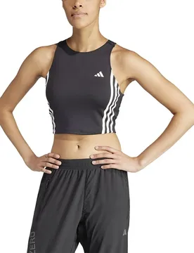 Maglietta Senza Maniche Own The Run Excite 3 Stripes Black XL