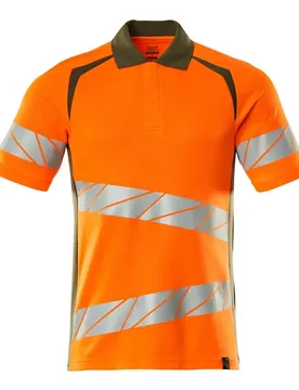 Polo à Manches Courtes Accelerate Safe 19083 Hi-Vis Orange / Moss Green 5XL