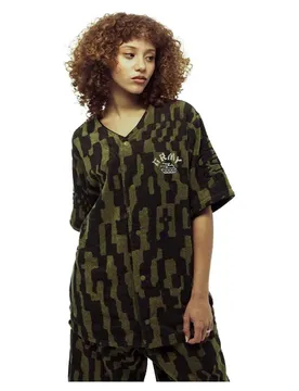 T-shirt à Manches Courtes Et Col En V Lucky Dragon All Over Jacquard Baseball Black L Homme