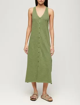 Robe Midi Sans Manches Beach Olive Khaki S