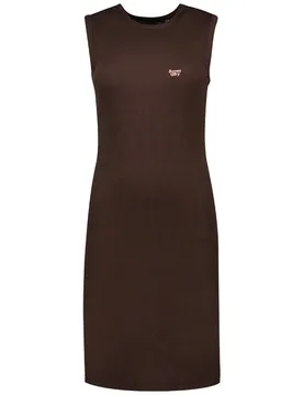 Vestito Corto Senza Maniche Rib Bodycon Dark Brown XL