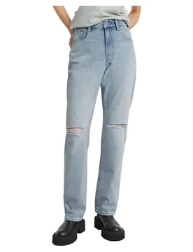 Jean Viktoria High Straight Fit Sun Faded Ripped Mirage Blue 26