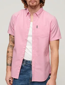 Chemise à Manches Courtes Vintage Oxford Bright Pink M