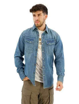 Chemise à Manches Longues D23616-d252 Slim Fit Faded Cricket Blue M