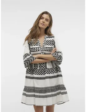 Vestito A Maniche 3/ Dicthe Snow White / Aop Ibiza Black XS