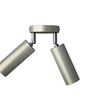 Cables Lampe à 2 Ampoules Avec Abat-jour Tub-e14 Et Rosace Ronde Satin Titanium One Size