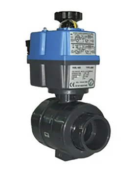 Robinet à Bille Industriel En Pvc-u Ø75 Ac/dc 05372 Actionné électriquement Avec Ptfe-epdm + Bloc De Sécurité Bsr 24-240v