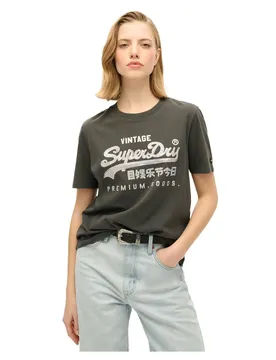 T-shirt à Manches Courtes Embellished Vl Graphic Washed Black 2XS