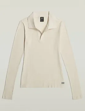 Polo à Manches Longues Ribbed Chalk S