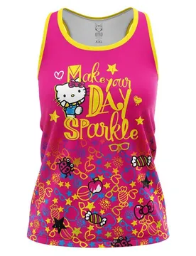 Maglietta Senza Maniche Hello Kitty Sparkle Fucsia / Yellow 2XS