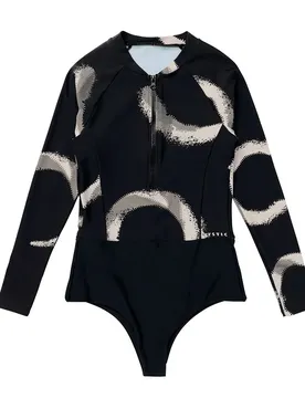 Shorty à Manches Longues Avec Fermeture éclair Frontale Jayde One Piece 2 Mm Black Allover L