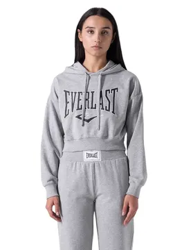 Sweat à Capuche Cropped Logo Grey Melange XS