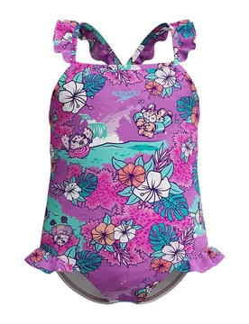 Maillot De Bain Learn To Swim Printed Frill Thinstrap