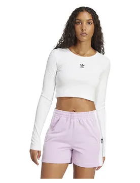 Originals Top A Maniche Lunghe Essentials Ribbed Crop White XS