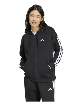 Sweat-shirt à Zip Essentials 3 Stripes Fleece Black / White XS