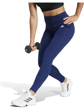 Leggings Optime Essentials Stash Pocket Full Length Dark Blue / White L