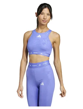 Soutien-gorge De Sport à Impact Moyen Techfit High Neck Print Semi Cobalt Blue M