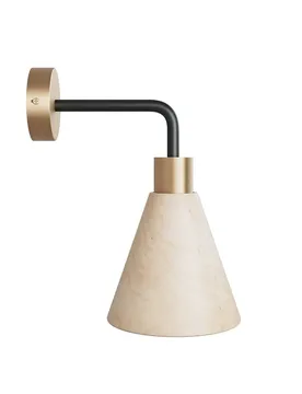 Cables Lampe Fermaluce Avec Abat-jour Conique En Bois Et Extension Incurvée Sans Ampoule Satin Brass One Size