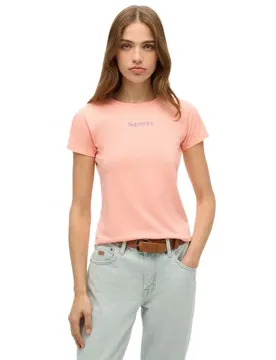 Maglietta A Maniche Corte Core Logo City Fitted Peach Amber Pink XL