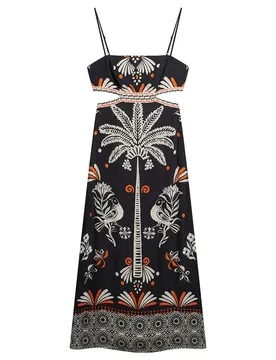 Robe Longue Sans Manches Statement Cut-out Jungle Fever Black 2XS