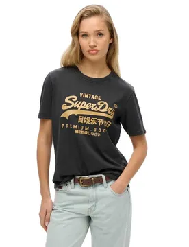 T-shirt à Manches Courtes Vl Metallic Relaxed Mid Back In Black XS