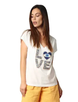 T-shirt à Manches Courtes Et Col En V Mykolove Off White M