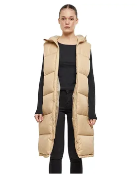 Gilet Long Hooded Puffer Union Beige XS