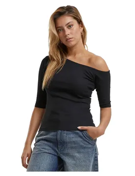 T-shirt à Manches Courtes Organic Asymmetric Rib 2 Unités Black / White XL