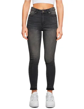 Jeans A Vita Alta Skinny Open Hem Black Washed 33