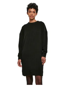 Robe Courte à Manches Longues Velvet Rib Black S