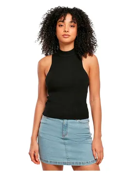 T-shirt Sans Manches Short Rib Knit Turtleneck Black 5XL