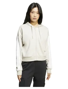 Felpa Con Zip Essentials 3 Stripes French Terry Wonder Alumina / White L