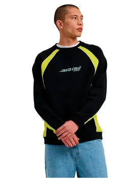 Sweat-shirt Strip Front Racer Crew Apple Green / Black XL Homme