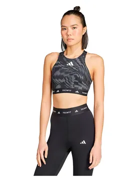 Soutien-gorge De Sport à Impact Moyen Techfit High Neck Print Black XS
