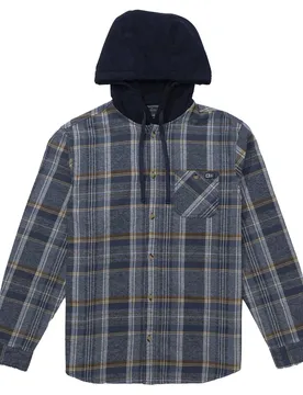 Chemise à Manches Longues Whitewash Hooded Flannel Midnight Navy M