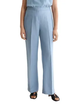 Pantaloni A Vita Alta Edie Wide Leg Drapey Faded Denim 29