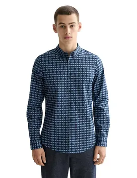 Chemise à Manches Longues Micro Aop Slim Fit Blue / Blue XL