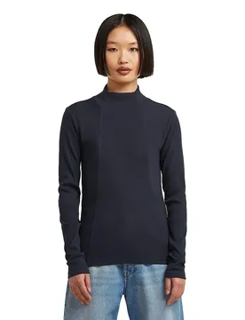 Maglietta A Manica Larga Con Collo Alto A Line Slim Fit Osaka Blue XS