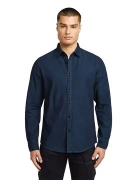 Chemise à Manches Longues Clean Slim Fit Worn In Deep Blue Ocean 2XL