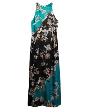 Robe Longue Sans Manches Racer Jacquard Maxi Eriko Teal Floral XL
