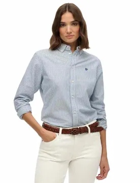 Chemise à Manches Longues Slim Oxford Bd Azure Blue Stripe Oxford S