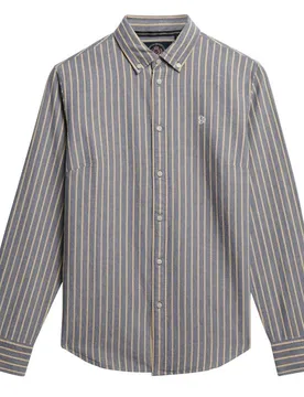 Chemise à Manches Longues Slim Oxford Bd Blue / Yellow Stripe L