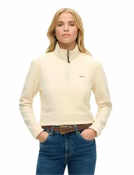 Felpa Con Mezza Zip Polar Fleece Crop Oatmeal Beige XS