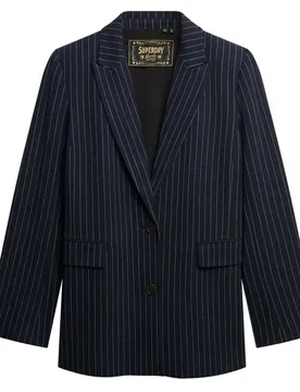 Blazer Pinstripe Boyfriend Navy Pinstripe L