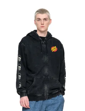 Sweat-shirt à Zip Street Creep Hand Black Acid Wash M