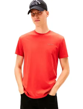 T-shirt à Manches Courtes Linear Chest Slim Fit Terracotta Red XL