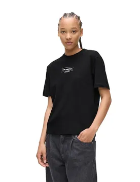 T-shirt à Manches Courtes Outline Logo Regular Fit Black XS