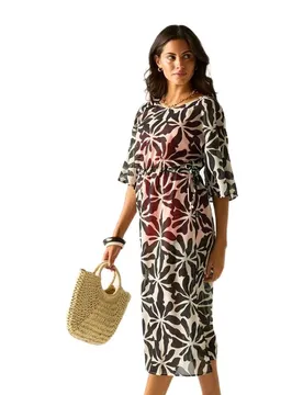 Vestito A Maniche 3/ Avorno Cover-up Abstract Floral 42