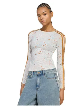 Originals Maglietta A Maniche Lunghe Mesh Graphic Off White / Rustic Orange M